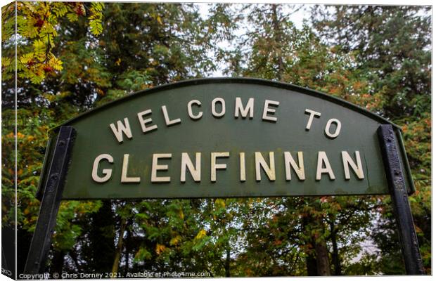 Welcome to Glenfinnan Sign in Scotland Canvas Print by Chris Dorney