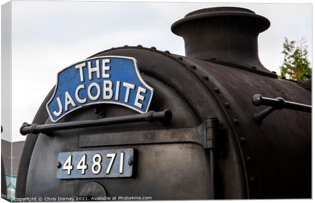 The Jacobite Steam Train in the Highlands of Scotl Canvas Print by Chris Dorney