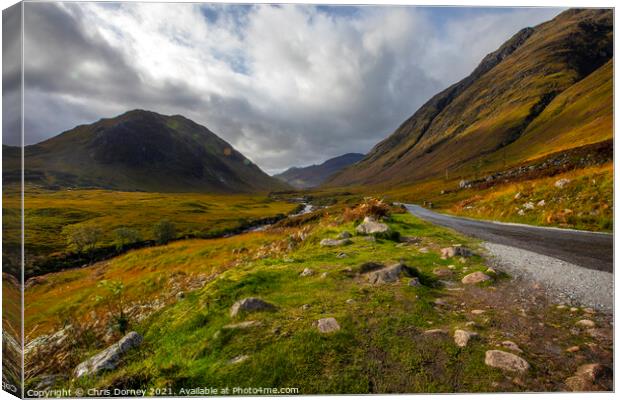 Glencoe in the Highlands of Scotland Canvas Print by Chris Dorney