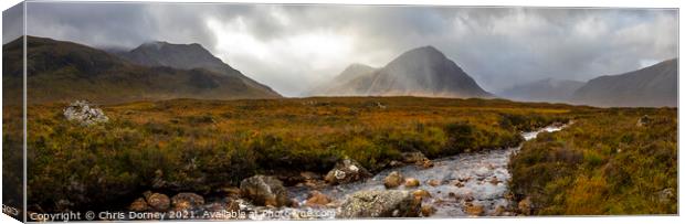 Panoramic View of Buachaille Etive Mor in Glencoe, Scotland Canvas Print by Chris Dorney