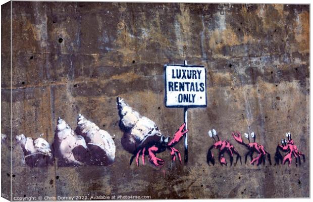 Luxury Rentals Only Graffiti by Banksy in Cromer, Norfolk Canvas Print by Chris Dorney