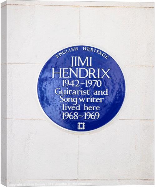 Jimi Hendrix Plaque in Mayfair, London Canvas Print by Chris Dorney