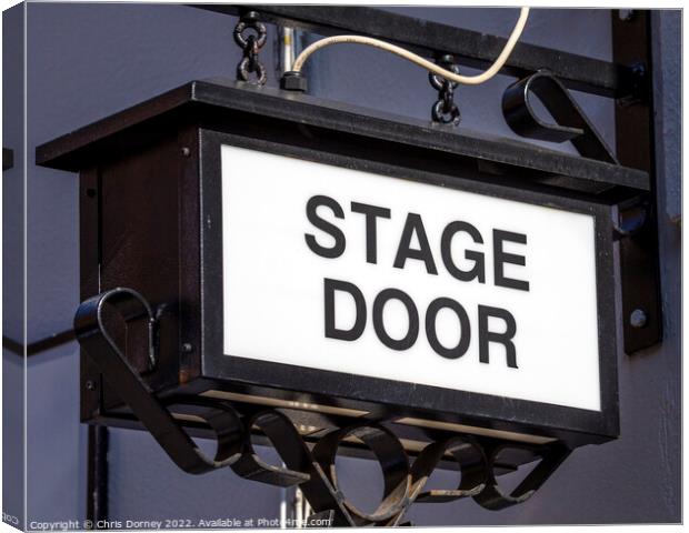 Vintage Stage Door Sign at a Theatre Canvas Print by Chris Dorney