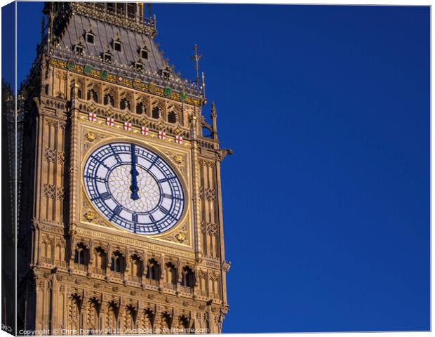 The Clockface of the Elizabeth Tower in Westminster, London Canvas Print by Chris Dorney