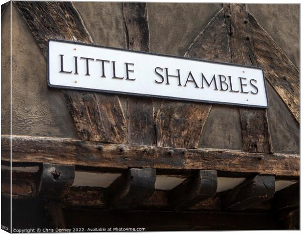 Little Shambles in York, UK Canvas Print by Chris Dorney