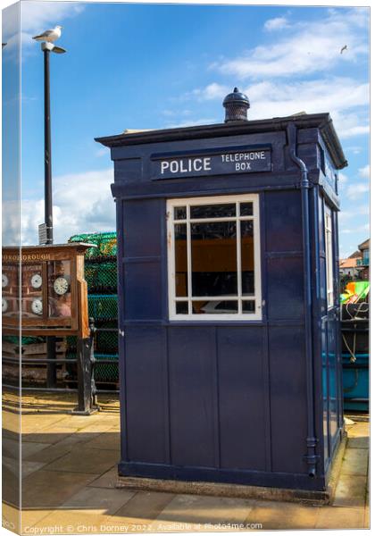 Police Telephone Box in Scarborough, North Yorkshire Canvas Print by Chris Dorney