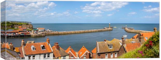 Lighthouses at Whitby Harbour in Whitby, North Yorkshire Canvas Print by Chris Dorney