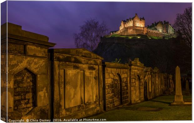 View of Edinburgh Castle in Scotland Canvas Print by Chris Dorney