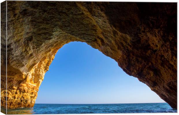 Benagil Caves in Portugal Canvas Print by Chris Dorney