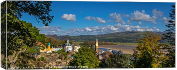 Panoramic View of Portmeirion in North Wales, UK Canvas Print by Chris Dorney