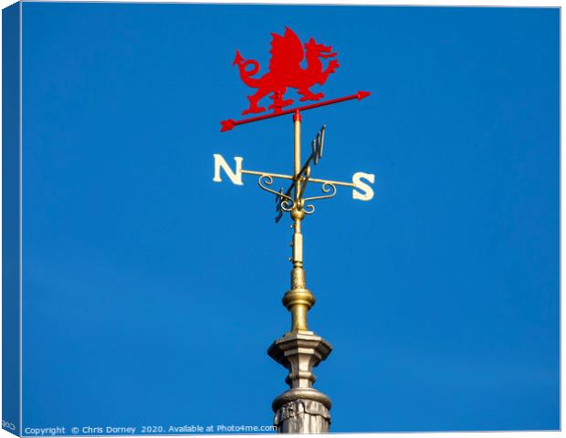 Red Dragon Weather Vane on Llandudno Pier in Wales Canvas Print by Chris Dorney