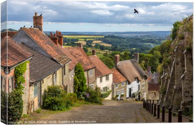 Gold Hill in Shaftesbury in Dorset, UK Canvas Print by Chris Dorney