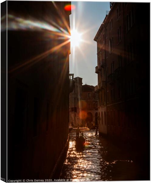 Gondola Riding Towards the Sun Canvas Print by Chris Dorney