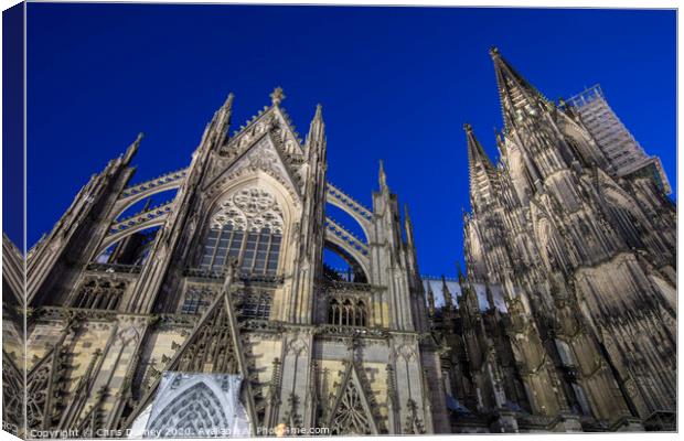 Cologne Cathedral at Night Canvas Print by Chris Dorney