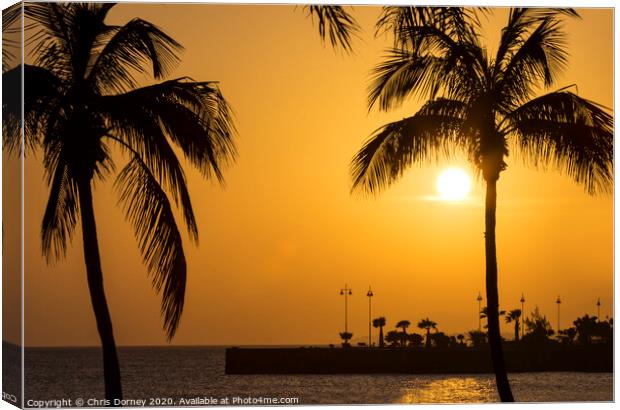 Stunning Sunset in Arrecife in Lanzarote Canvas Print by Chris Dorney