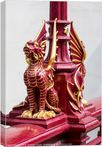 Dragon Sculptures on Holborn Viaduct in London Canvas Print by Chris Dorney