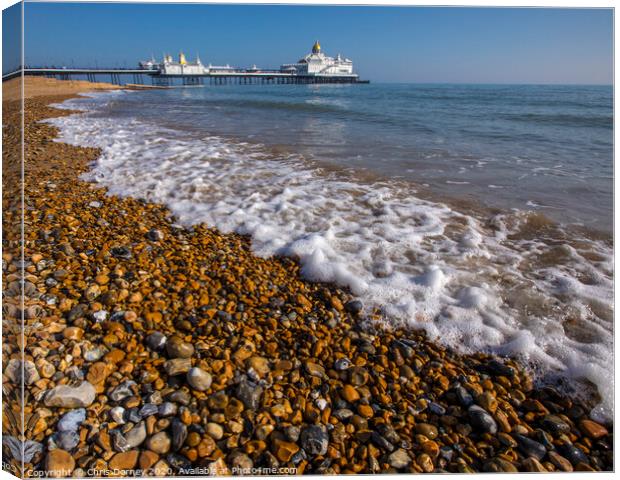 Eastbourne Beach and Pier Canvas Print by Chris Dorney