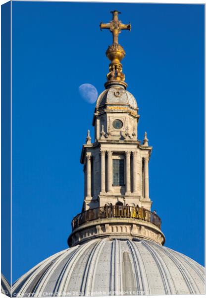 The Moon and St. Pauls Cathedral Canvas Print by Chris Dorney
