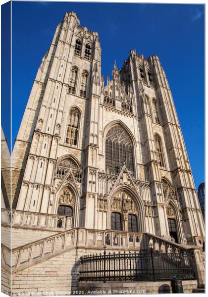 St Michael and St Gudula Cathedral in Brussels Canvas Print by Chris Dorney