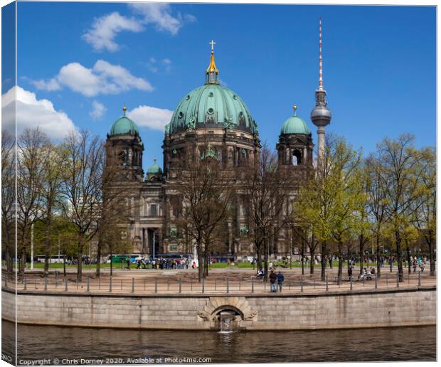 Berliner Dom and Fernsehturm in Berlin Canvas Print by Chris Dorney