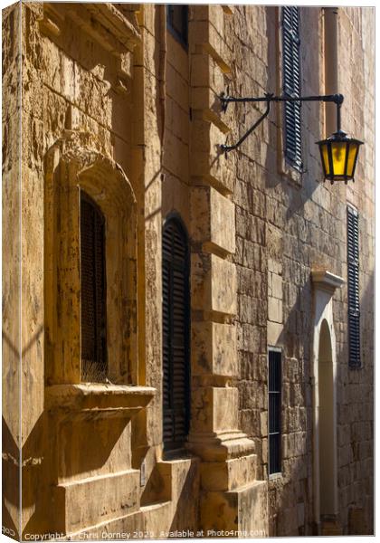 Old Street in Mdina Canvas Print by Chris Dorney