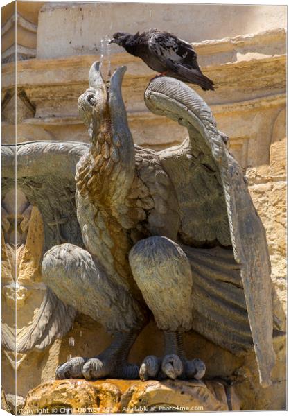 Fountain at St. Georges Square in Valletta Canvas Print by Chris Dorney