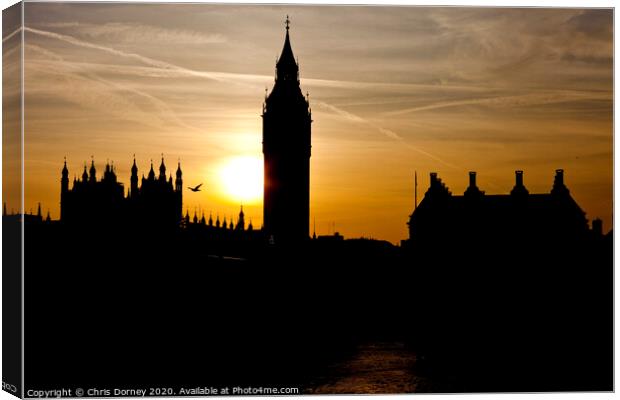 Westminster at Sunset Canvas Print by Chris Dorney