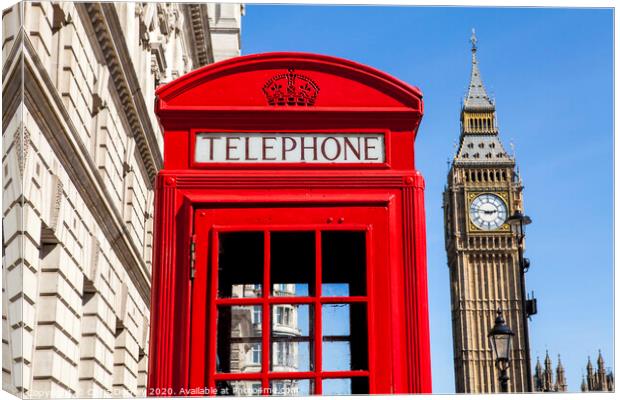 Red Telephone Box and Big Ben in London Canvas Print by Chris Dorney