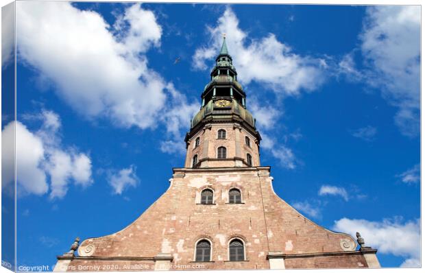 St. Peter's Church in Riga Canvas Print by Chris Dorney