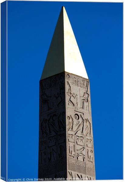Obelisk at Place de la Concorde, Paris Canvas Print by Chris Dorney