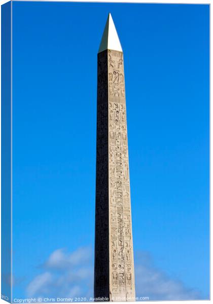 Obelisk in Place de la Concorde, Paris Canvas Print by Chris Dorney
