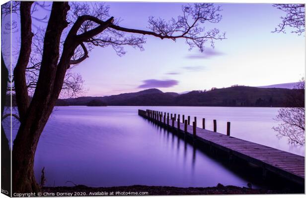 Jetty on Coniston Water in the Lake District Canvas Print by Chris Dorney