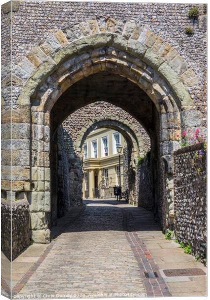 Barbican Gate at Lewes Castle Canvas Print by Chris Dorney