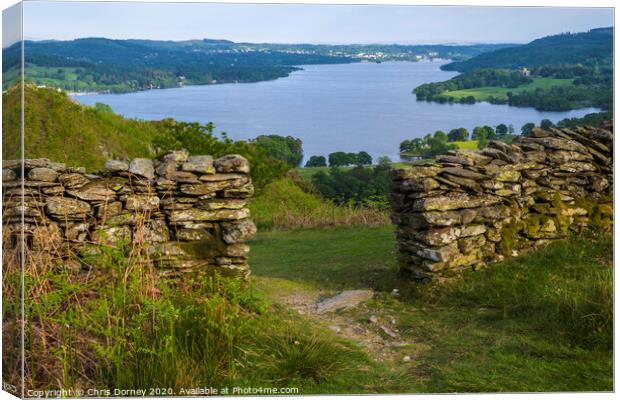 View of Lake Windermere in the Lake District Canvas Print by Chris Dorney