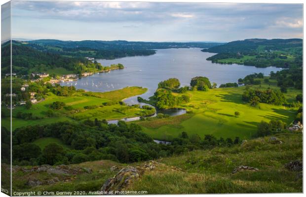 View of Lake Windermere in the Lake District Canvas Print by Chris Dorney