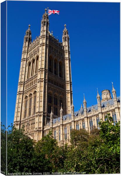 The Victoria Tower of the Houses of Parliament Canvas Print by Chris Dorney