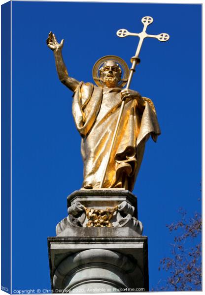 Saint Paul Statue at St. Pauls Cathedral in London Canvas Print by Chris Dorney