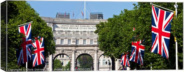 Admiralty Arch and Union Flags in London Canvas Print by Chris Dorney