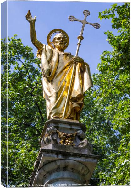 Saint Paul Statue at St. Pauls Cathedral Canvas Print by Chris Dorney