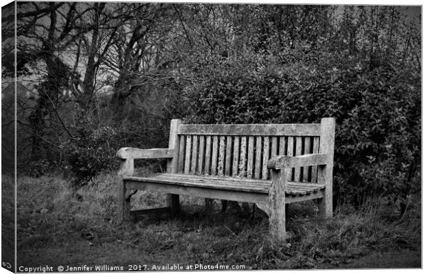 LONELY BENCH Canvas Print by Jennifer Williams