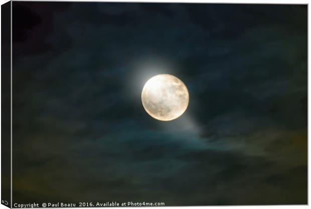 fuzzy night with full moon Canvas Print by Paul Boazu