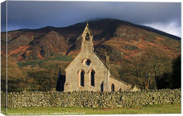 St Begas Church, Bassenthwaite Lake Canvas Print by Linda Lyon