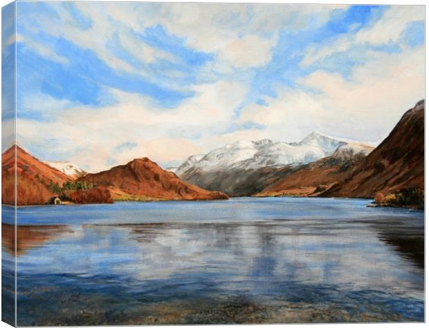 Oil Painting of Crummock Water  By Linda Lyon Canvas Print by Linda Lyon