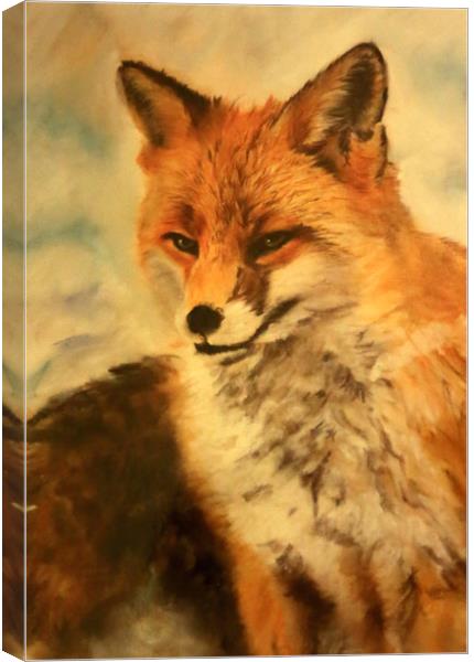 Pastel painting of a Fox Canvas Print by Linda Lyon