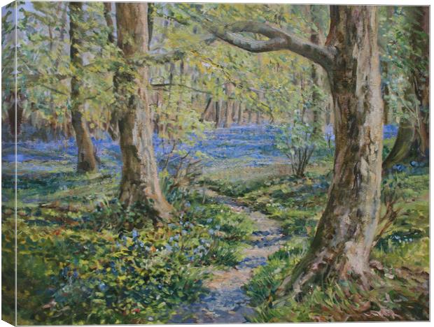 Bluebells at Whitemoss, Oil painting Canvas Print by Linda Lyon