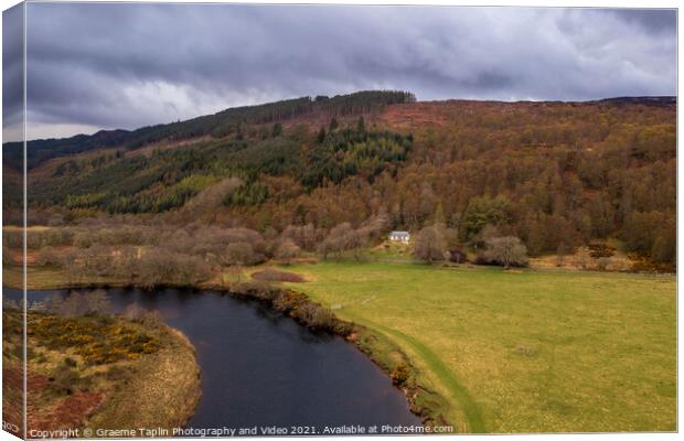 Cottage on the River Glass, Strathglass in the Scottish Highlands  Canvas Print by Graeme Taplin Landscape Photography