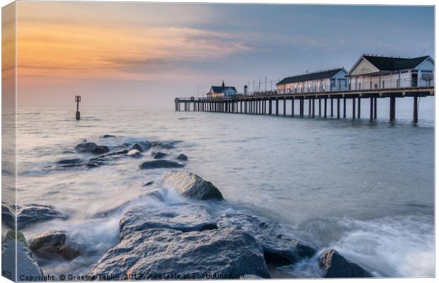 Southwold Pier in the morning light Canvas Print by Graeme Taplin Landscape Photography