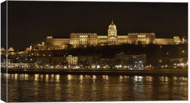 Buda Castle at night                   Canvas Print by John Iddles