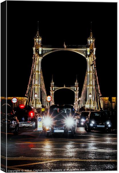Iconic Albert bridge at night Canvas Print by Milton Cogheil