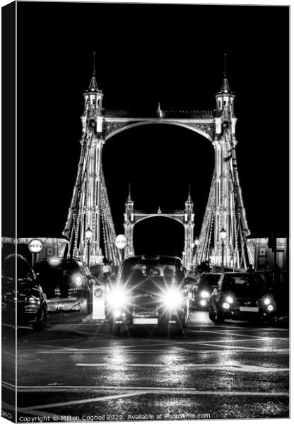 Iconic Albert bridge in black and white Canvas Print by Milton Cogheil